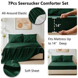 CozyLux Full Size Comforter Sets Emerald Green, 7 Pieces Bed in A Bag Green Comforter Full Size, Pinch Pleat Bedding Sets with All Season Comforter, Sheets, Pillowcases & Shams CozyLux