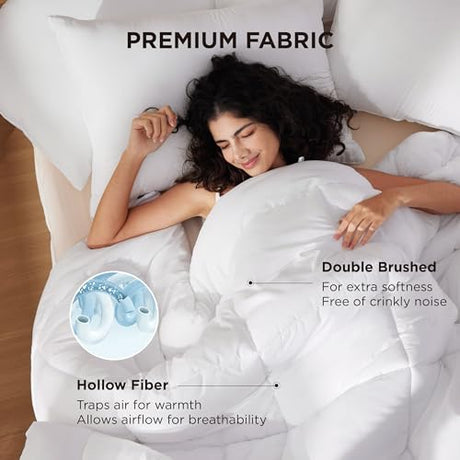 Bedsure Comforter Duvet Insert - Quilted Comforters Twin Size, All Season Duvet, GentleSoft Down Alternative Bedding, with 8 Tabs, Gifts for Women/Men, White, Twin 88 x 68 Inches Bedsure