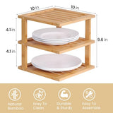 Danfoxer 2 Pack Bamboo Corner Shelf,3 Tier Kitchen Cabinet Organizer for Plates and Dishes,Pantry Storage and Spice Rack（Natural） Danfoxer