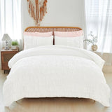PERFEMET White Queen Comforter Set, 3 Pieces Girls Ruffled Bedding Sets Vintage Shabby Chic Bedding, Soft Lightweight Farmhouse Boho Bed Set for Girls Women (White,Queen) PERFEMET