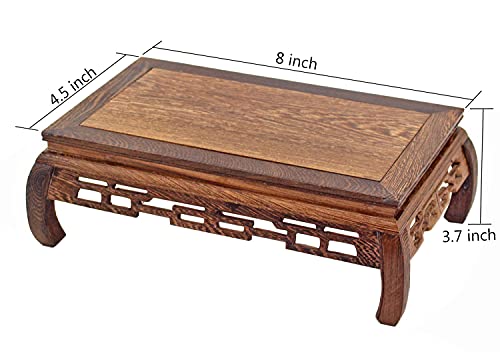 GOLDY&WENDY Vase Lamp Teapot Wooden Oriental Style Rectangular Base Rosewood Solid Wood Carving Display Stand GOLDY&WENDY