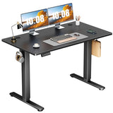 Sweetcrispy Electric Standing Desk Adjustable Height, 48x24 Inch Sit Stand Up Home Office Desks Computer Workstation PC Work Table with 3 Memory Preset Splice Wood Board Metal Frame, Black Sweetcrispy