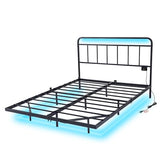 Domus Homeware Floating King Size Platform Bed Frame with LED Lights & Charging Station - Includes Powered Screwdriver for Assembly, Mattress Fasteners & Corner Pads, Hardened Steel Domus Homeware