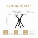 NIERN Tempered Glass Console Table with Metal Legs, Modern Narrow Sofa Table for Hallway Entryway (Black, 39"x18"x30") NIERN