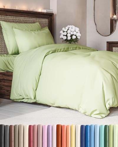 Duvet Cover Twin/Twin XL Size - Extra Soft Twin/Twin XL Size Duvet Cover - Lightweight, Breathable & Cozy w/ Zipper Closures and Ties - 68" x 90" Inches - (Light Sage Green) Comforter Not Included CGK Unlimited