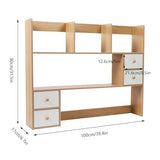 Wood Desk Hutch Organizer, Desktop Hutch with 8 Shelves & 4 Drawers, Vanity Desk with Hutch Top Only, Extendable Small Desk Shelf for Top of Desk, Desktop Bookcase Bookshelf for Home Office Generic