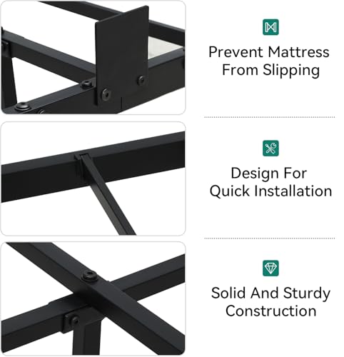 YITAHOME Floating Bed Frame King Size,Floating Bed with LED Lights & Charging Station, Metal Platform Bed Frame with Heavy Duty Steel Slats, No Box Spring Needed, Black YITAHOME