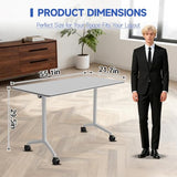 Folding Conference Table on Wheels, Modular Flip-Top Conference Room Table for 6–12 People, Mobile Training & Meeting Table for Office Classroom School, Space-Saving Design Generic