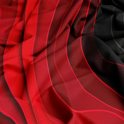 Aesthetic Bedding Red Duvet Cover Single Size, Reversible Modern Curves Minimalist Bedding Set 3 Pcs – Soft Microfiber Comforter Cover with 2 Pillow Shams Generic
