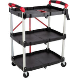 Collapsible Cart - Portable and Lightweight Folding Service Cart with 50lb Capacity Per Shelf - Multi Use Foldable Trolley with Wheels by Stalwart Stalwart