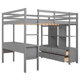 Gray Full Size Loft Bed with Desk & Storage by Harper & Bright Designs Harper & Bright Designs