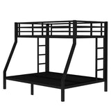 Bellemave Twin Over Full Bunk Bed for Teens, Twin Over Full Bunk Bed Frame with 2 Side Ladder and Full Length Guardrail, Easy Assemble Bunkbeds, Noise Reduced, Mattress Not Included, Black Bellemave