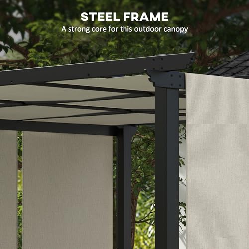 Outsunny 10' x 12' Retractable Pergola Canopy, Metal Pergola Outdoor Sun Shade Shelter for Porch, Patio, Backyard, Deck, Beige Outsunny