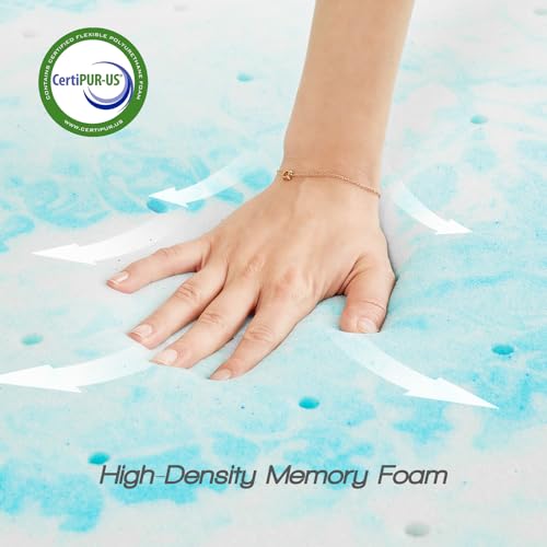 Sweetcrispy Mattress Topper Full, 3 Inch Thick Memory Foam Gel Infused Cooling Toppers Pad for Full Size Bed, Sleeper Sofa, RV, Camper, CertiPUR US Certified, Ventilated and Breathable, Blue Sweetcrispy