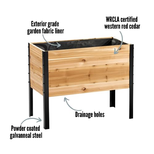 EARTH ELEVATED 100% Canadian Cedar Wood Elevated Garden Bed for Gardening - Planter Pot to Grow Herbs Flowers, and Vegetables at Home Indoor and Outdoor Patio Balcony Deck - 18” x 36” x 30” - WoodArtSupply