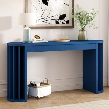 Merax 59" Modern Minimalist Console Table for Entryway Hallway Front Door, Narrow Sideboard with Sturdy Legs, Easy Assemble Navy Blue Merax