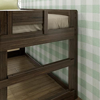 Max & Lily Barnwood Brown Farmhouse Low Loft Bed for Kids, Twin Frame - WoodArtSupply