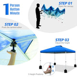 WEIZE Pop up Canopy Tent 10x10ft, 1-Button Push Setup, Instant Portable Shelter, Adjustable Height, Portable Roller Bag, 4 Weight Bags, Guy Ropes & Stakes Included Blue WEIZE