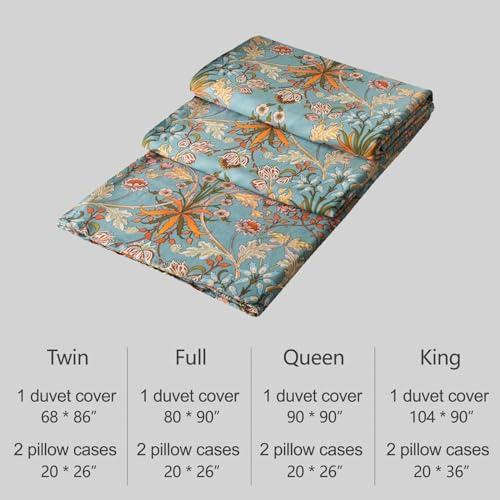 VM VOUGEMARKET Bohemia Duvet Cover Set King,3 Piece Long Staple Cotton Comforter Cover with Zipper Closure,Green Golden Elegant Bedding Set-Carol,King VM VOUGEMARKET