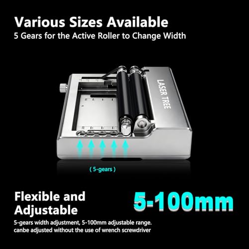 LASER TREE Rotary Roller for Laser Engraver, Y-axis Laser Engraver Attachment 360° Rotation, a Good Partner for Laser Engraving Machine LASER TREE