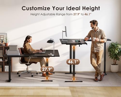 OffiGo 63 Inch Reversible L Shaped Electric Standing Desk, Height Adjustable Corner Stand up Desk, Ergonomic Large Lift Computer Table for Home, Office, Workstation, Black OffiGo