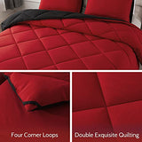 Decroom Lightweight Full Comforter Set with 2 Pillow Sham - 3 Pieces Set - Quilted Down Alternative Comforter/Duvet Insert for All Season - Red/Black - Full Size Decroom