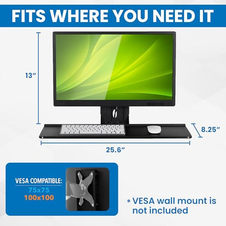 Mount-It! Monitor and Keyboard Wall Mount with VESA Keyboard Tray | Adjustable Computer Wall Desk with Mouse Platform | Space-Saving Ergonomic Stand-Up Workstation for Home Office | Fits 75x75, 100x100 VESA Mounts Mount-It!