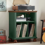 Joaxswe Record Player Stand with Vinyl Record Storage, 24" Wide Mid-Century Record Player Table Up to 200 Albums,Large Wood Turntable Stand Cabinet Dispaly Shelf for Living Room,Bedroom,Green Joaxswe