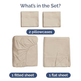 100% Rayon Derived From Bamboo - Bamboo Sheets Queen Size - Cooling Sheets for Queen - Ultra Soft, Breathable & Hotel Luxury Bedding - 1 Flat & 1 Fitted & 2 Pillowcases w/ 16 Inch Deep Pockets - Wheat CGK Unlimited
