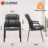CLATINA Leather Guest Chair with Padded Arm Rest for Reception Meeting Conference and Waiting Room Side Office Home Black 4 Pack