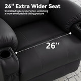Korser Oversized Recliner Chair, 360° Swivel Recliner for Adults,Swivel Rocker Recliner Chair with Heat and Massage, Manual Recliner with Remote Control and Cup Holders for Living Room, Faux Leather Korser