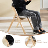 YUUIJOAA 2-Pack Folding Chairs with Cushion Linen Padded Foldable Chairs Raw Wood Folding Dining Chairs for Dining Rooms Kitchen Parties Offices Indoor Outdoor Light Grey YUUIJOAA
