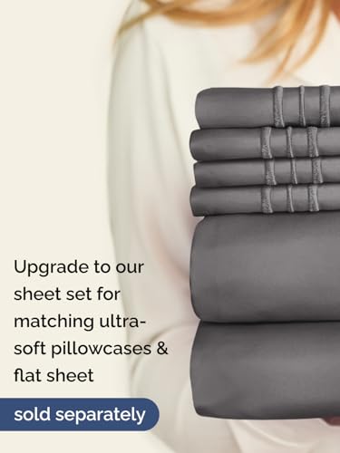 Extra Deep Queen Fitted Sheet - Hotel Luxury Single Fitted Sheet Only - Easily Fits 18 inch to 24 inch Mattress - Ultra Soft, Wrinkle & Fade Free w/Extra Deep Pockets - Breathable & Comfy - Dark Grey CGK Unlimited