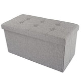 Folding Storage Ottoman - 30-Inch Tufted Footrest, Linen Chest, or Bench with Removable Bin for Living Room, Bedroom, or Dorm by Lavish Home (Gray) Lavish Home