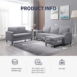 ijuicy 2PCS Sectional Sofa Set,3 Seat Couch & Loveseat Sofa with Side Pockets & Movable Storage Ottoman, Modern Convertible Upholstered Couches for Living Room,Office (3+2Seat/Light Grey) ijuicy
