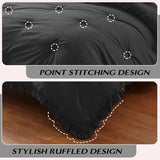 HARBOREST Queen Comforter Ruffle Black, Fluffy Queen Bedding, 3 Pieces Shabby Chic Comforter Set(1 Comforter & 2 Pillow Shams) HARBOREST