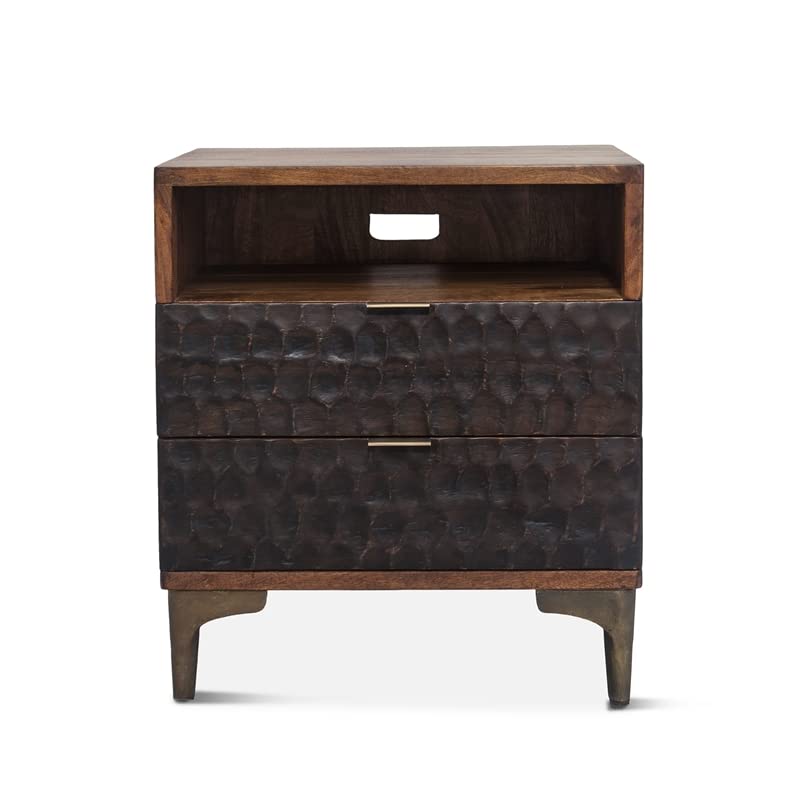 World Interiors Vallarta 24" Mango Wood Two Tone Night Stand in Brown - WoodArtSupply