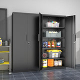 HOMOFFICE Metal Garage Storage Cabinet with Lock, 71" Tall Steel Storage Locker with 4 Adjustable Shelves, Heavy Duty Metal Cabinet for Garage, Office, Home, 31.5”W × 16.5”D, Black HOMOFFICE