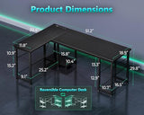 Casaottima 51 Inch L Shaped Gaming Desk with Shelves & Power Outlets, Reversible Computer Desk with Storage Shelves for Home Office, Black Casaottima