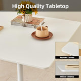 Hansweld Square Dining Table, 31.5" Tulip Table with Thickened Tabletop & Metal Pedestal, Mid Century Modern Bistro Table for Kitchen, Small Places, Living Room, Cafe (White) Hansweld