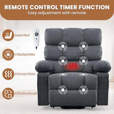KWKSV Power Lift Recliner Chair for Elderly with Heat and Massage, Electric Recliners Single Sofa with Side Pocket and USB Charge Port for Living Room and Bedroom Comfort