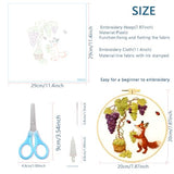 Zhenqing Fox and Grape Vine Embroidery Kit for Beginners, Pre-Printed 29x29cm Circular Cotton Fabric with 20cm Hoop, Whimsical Garden Scene (C0223)