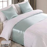 Twelve Luxury Satin Bed Runner Single Bed Scarf Bedding Scarves Decorative for Bedroom Hotel Guesthouse Light Green Twelve