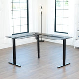VIVO Medium Electric Single Motor Height Adjustable 3-Leg Corner Desk Standing Frame, Holds up to 225 lbs, Sit Stand L-Shaped Motorized Legs Only, Black, DESK-E355B VIVO