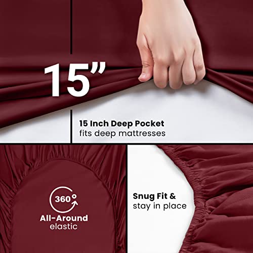 Utopia Bedding Full Fitted Sheet - Bottom Sheet - Deep Pocket - Soft Microfiber - Shrinkage and Fade Resistant - Easy Care -1 Fitted Sheet Only (Red Burgundy) Utopia Bedding