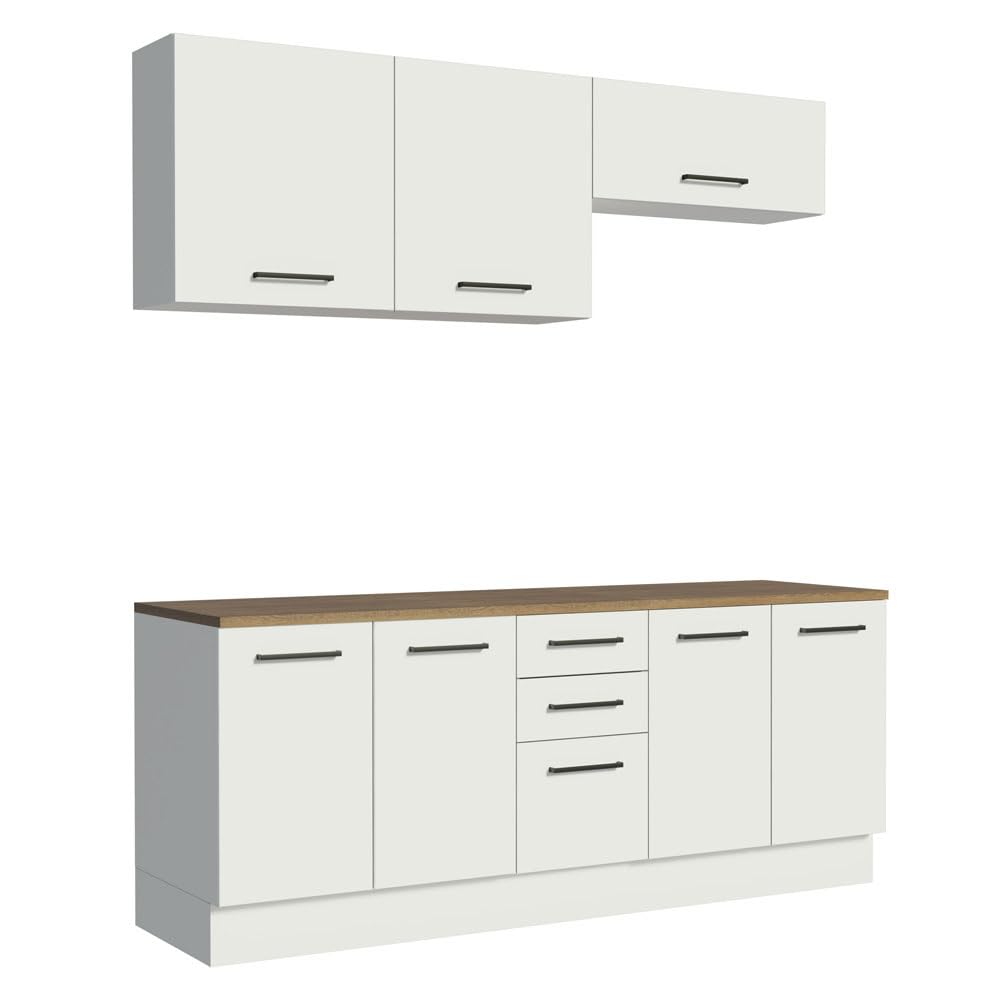 Madesa 4-Piece Garage and Utility Room Storage Cabinet Set 78 Inch with 33 Inch Base Cabinet and 31 Inch Slim Wall Cabinet Modular Storage Organization Unit - White Madesa