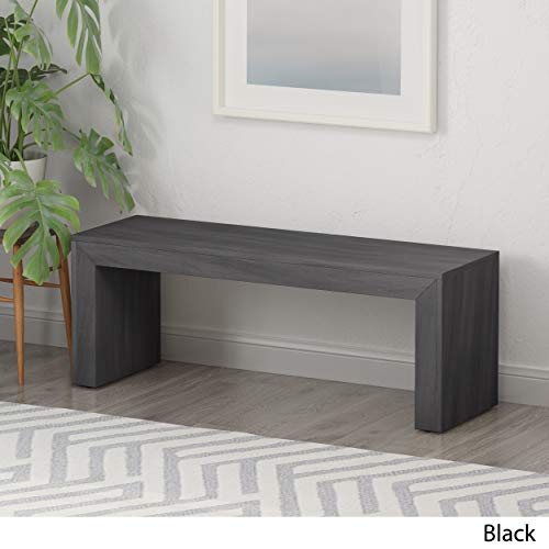 GDFStudio Farmhouse Acacia Wood Dining Bench, Black - WoodArtSupply