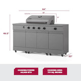 Tytus Fresno 60,000 BTU 5 Burner Propane or Natural Gas Island Grill & Storage Cabinets, 864 sq. in. cooking area, 4 Burner 48,000 BTU Grill, 12,000 BTU Side Burner, 304 Steel Burners, Ice Bucket TYTUS