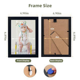 4x6 Picture Frame Set of 5, Wood Photo Frames for 4x6 Pictures Wall Gallery Black 4x6 Frames Tabletop or Wall Mount Display for Prints, Photos, Paintings, Landscape and Kids Artwork (Black) HappyHapi