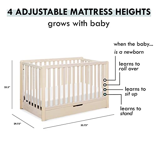 Carter's by DaVinci Colby 4-in-1 Convertible Crib with Trundle Drawer in Washed Natural, Greenguard Gold Certified, Undercrib Storage DaVinci